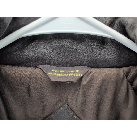California L.A. Leather Brown Bomber Style Jacket Medium Zip & Button Closures - Picture 4 of 16